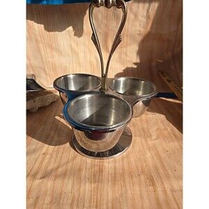 Kromex Lazy Susan Rotating Party Platter METAL Dish Bowl Serving Tray Relish Box